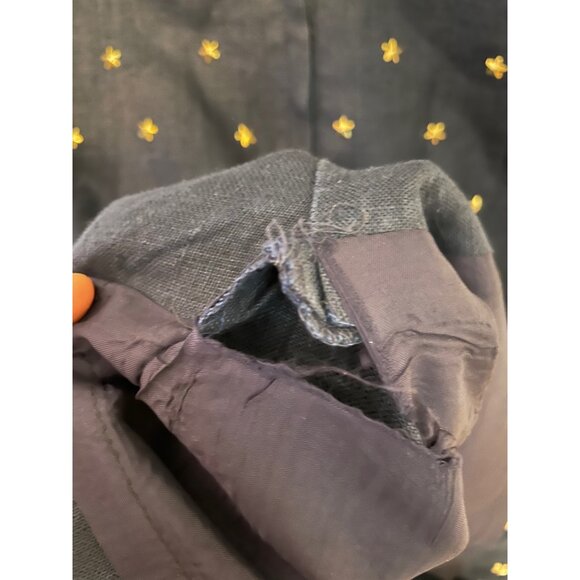 Carmen Marc Valvo Dress Metallic Star Embellished Deep V-Back Linen Navy Blue 8 - Picture 6 of 8